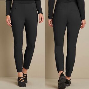 Duluth Trading Flexcellent Skinny Leg Ankle Pants Size 14 DWR Finish Stretch Blk
